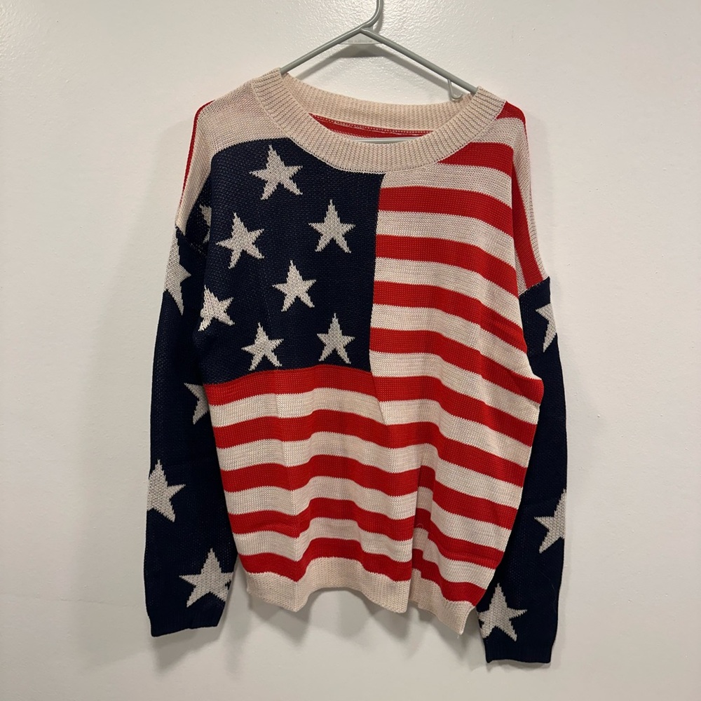 Patriotic American Flag Knit stars and stripes Sweater Size XL - Picture 2 of 6